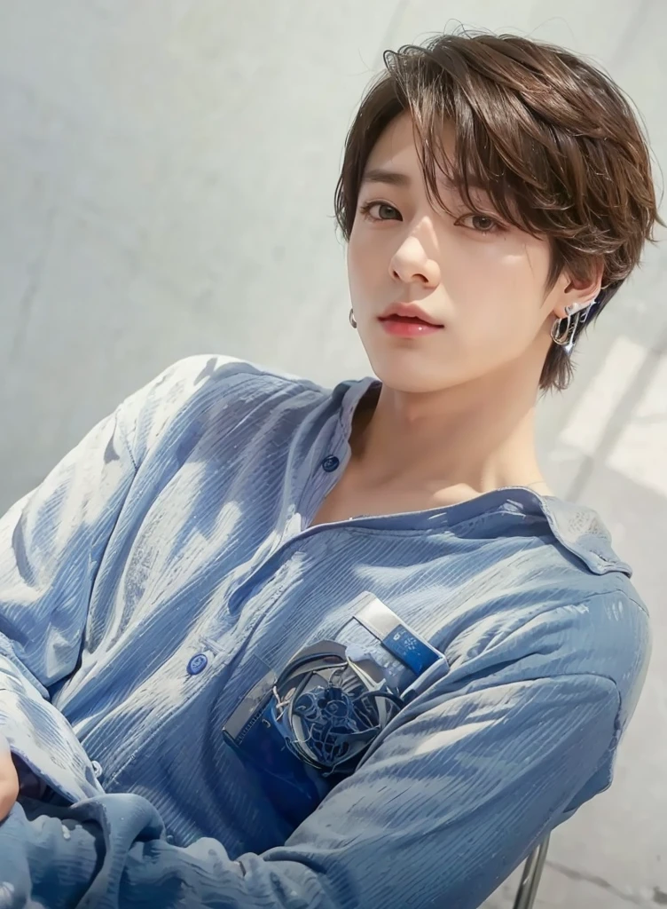Kpop boy, Jeon Jungkook, smooth skin, big eyes, beautiful lips.