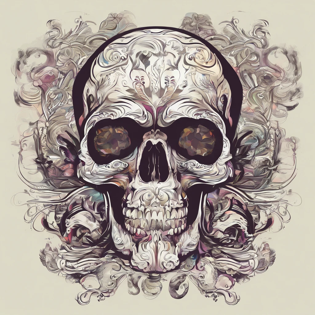 skull head, smoking and emitting smoke