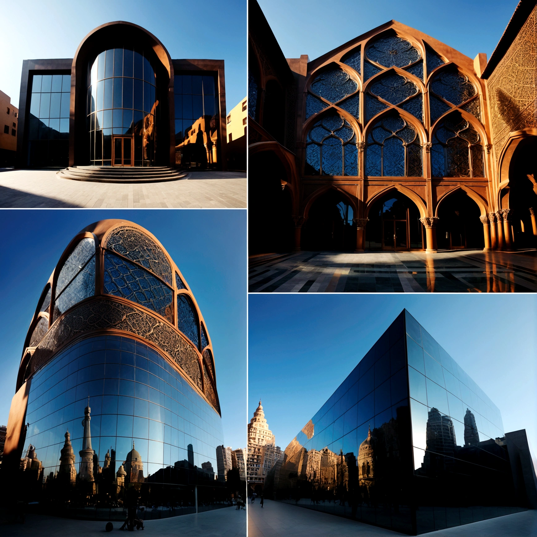 Glass-rich architecture、Arabesque pattern、Perspective angle、Super detailed photos