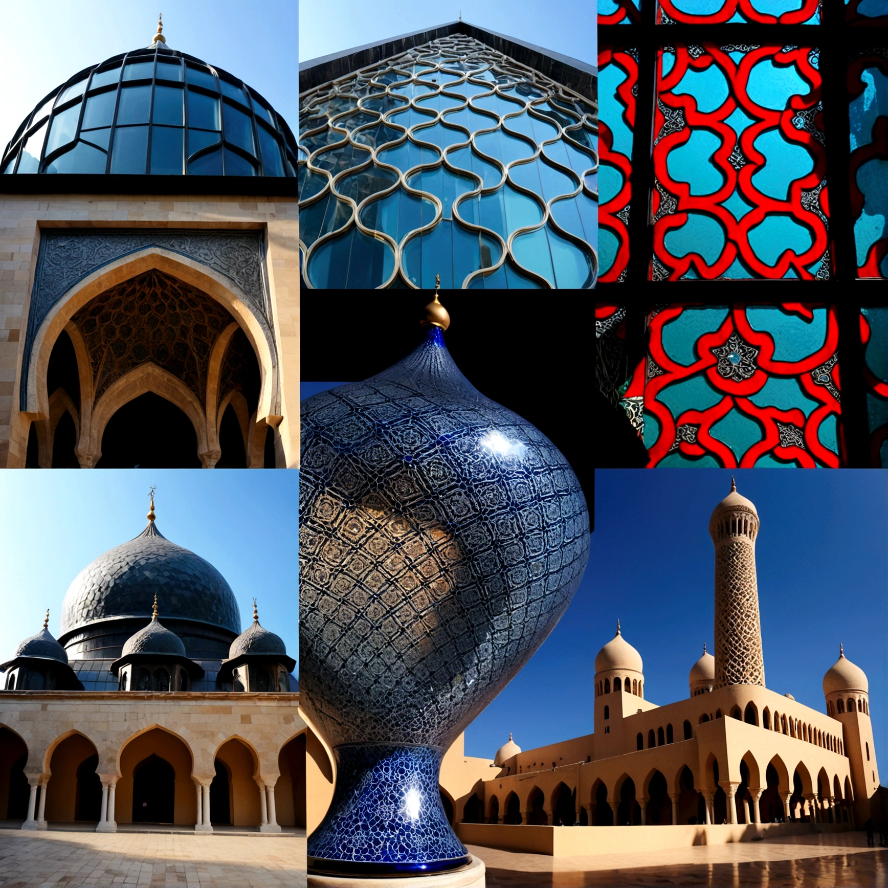 Glass-rich architecture、Arabesque pattern、Perspective angle、Super detailed photos