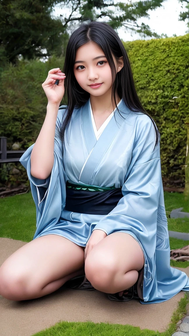 (Highest image quality, Highest image quality, Super A High Definition), (Raw photo, Realism 1.4), (flat chest), Fine skin, Fine face, Cute, AKB Girl, Girl in her 20s, Small breasts, Perfect Skin, thighs thighs thighs thighs, Medium Hair, Perfect, Brown hair, Brown eyes, Full body, ((Summer Festivals))、 ((Yukata)), Bright sunshine, Smile