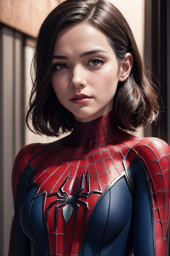 A photograph of Spider-Man, without mask, the 20s, bonitas, face detailed, looking at the camera, portraite, 8k hd, high qualiy