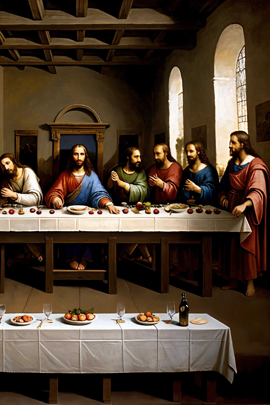 Digitally recreate the work "The Last Supper" by Leonardo Da Vinci. 