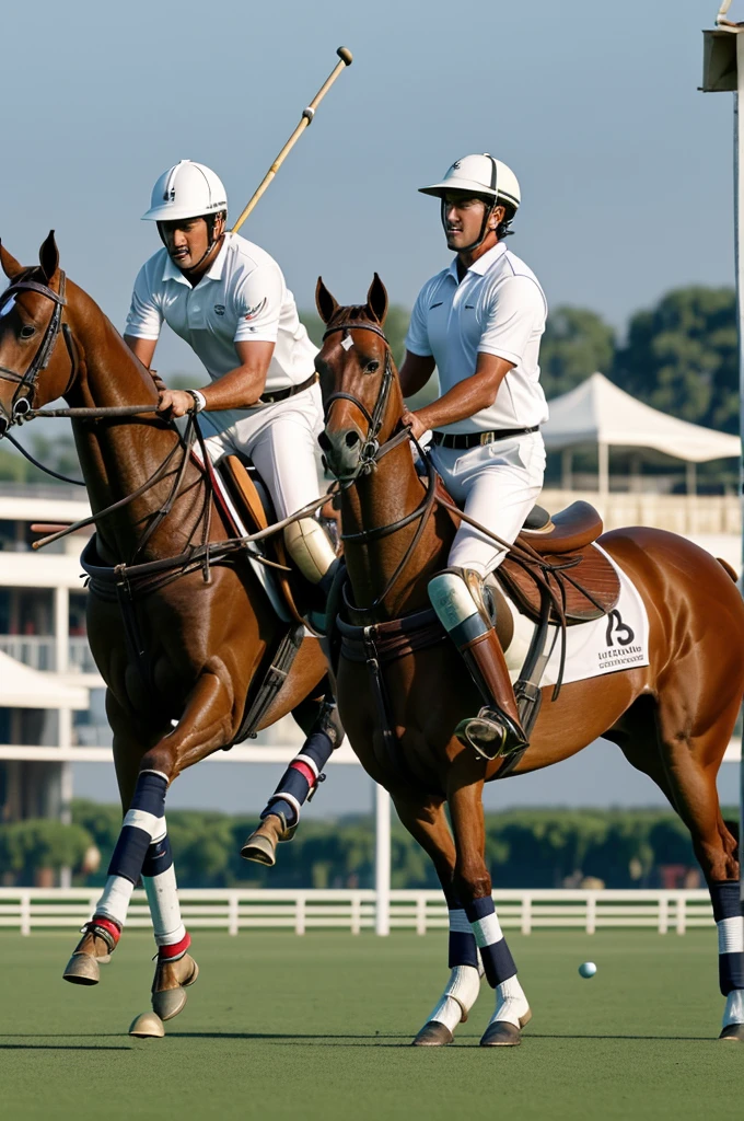 I want a wallpaper of a polo match where the horses ride the humans