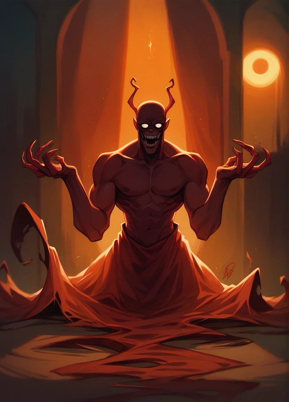 a person performing forbidden rites to summon the devil, creepy vibes, spirits