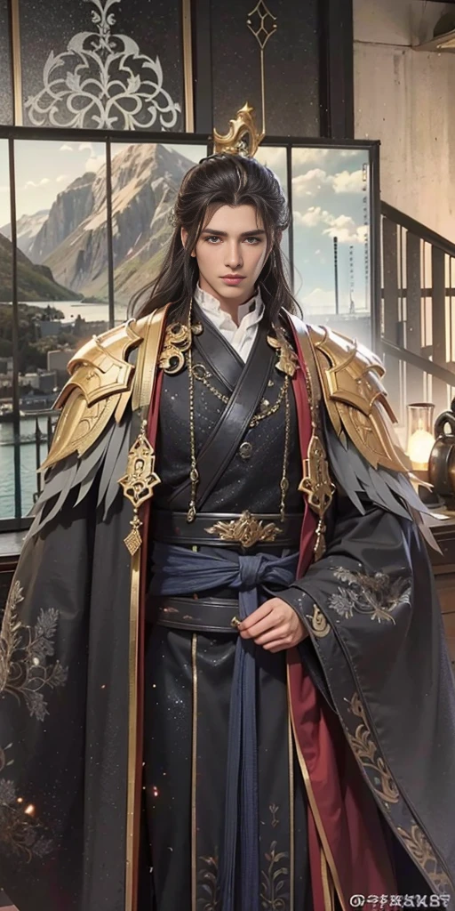 Handsome boy, best quality, photo, 4k,looking at viewer,full body,wear platinum armor,