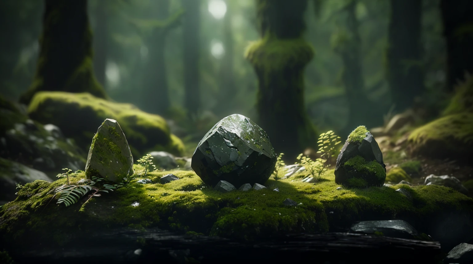 there is a small rock in the middle of a mossy area, natural realistic render, unreal engine 4k wallpaper, daily render, detailed cinematic render, cinematic smooth stone, mossy stone, cryengine render, rendered in octane render 32k, rendered in unreal engine 4k hq, rendered in unreal engine 4 k hq, cinematic forest lighting