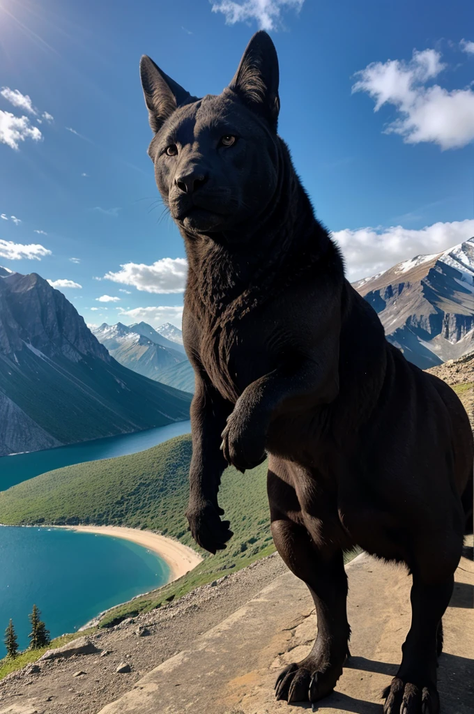 Mountain and creature and 18 years old boy