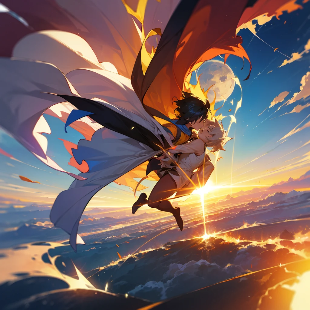 two suns colliding, epic scenemy, magical enviroment
