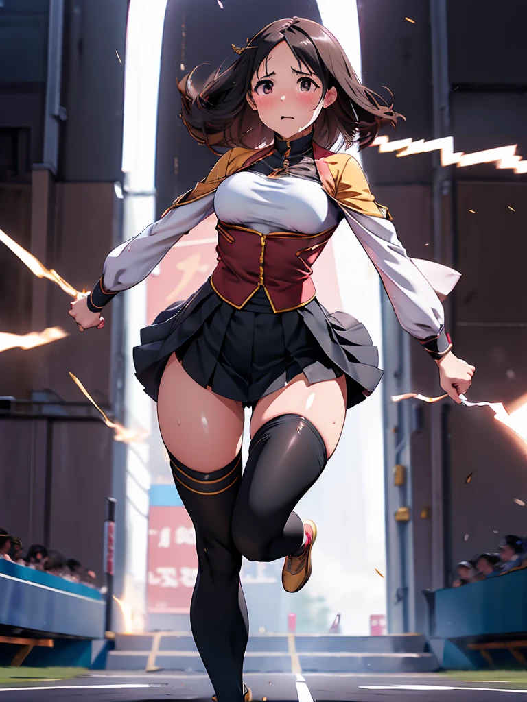 Many daughters、Painful expression、shout、Best image quality、High resolution、masterpiece、super high quality、Arena、Run、颯爽とRun、Sweaty、Very short pleated skirt、Heavy breathing、Blushing、4K quality、Black Pantyhose、Voluptuous thighs
