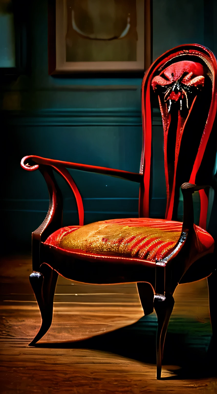 A dangerous chair with spindly legs and fangs