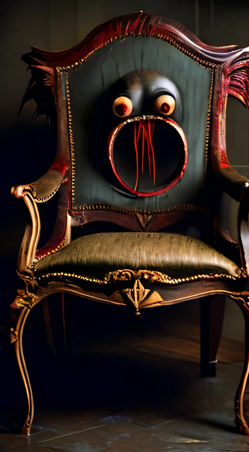 A dangerous chair with spindly legs and fangs