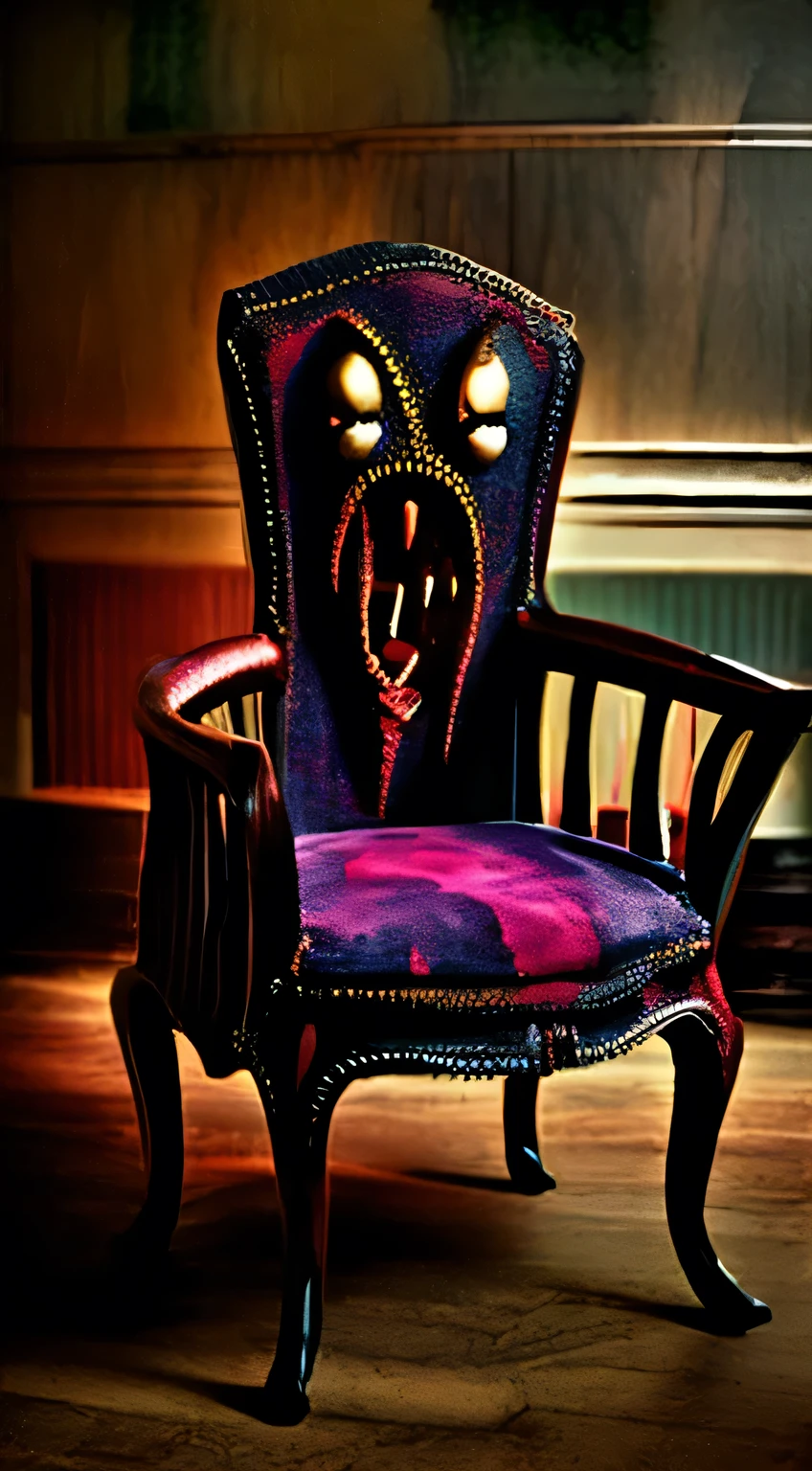 A dangerous chair with spindly legs and fangs