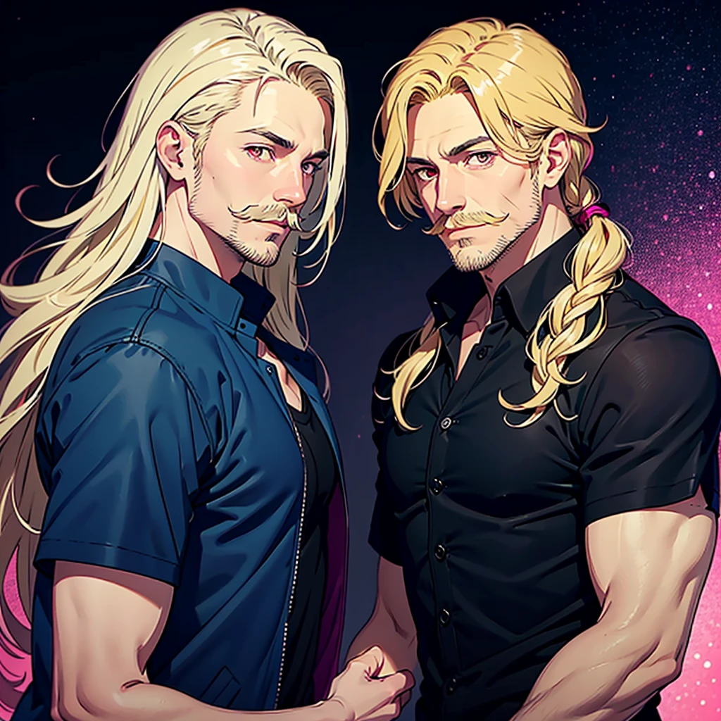 two 50's men, gay Fellatio, blond hair, long hair, beard