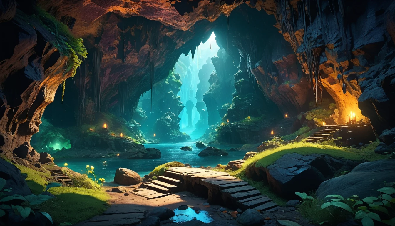 (anime, fantasy), (extremely detailed CG unity 8k wallpaper, masterpiece, best quality, ultra-detailed, depth of filed, HDR:1.2), (goblin cave, dark cave, cavern interior, isolated cave, bones scattered, mysterious, dark hue), fantastical landscapes, vibrant colors, spooky, dark enchanted, dangerous atmosphere, beautiful, extremely detailed, intricate, delicate, serene fantasy, cinematic lighting, 8k, high quality