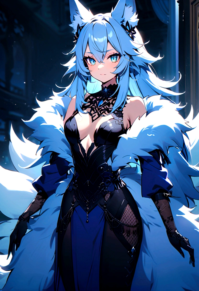 fox Light blue hair beast girl indigo fur fox beast girl