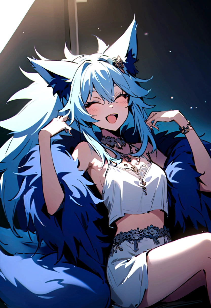 fox Light blue hair beast girl indigo fur fox beast girl