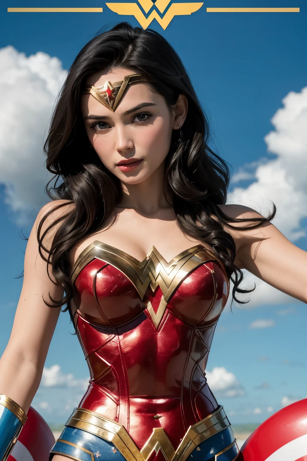 Create a save-the-date invitation for a 7th birthday party that will take place on the 7th/09/2024 in Florianópolis and the theme is Wonder Woman