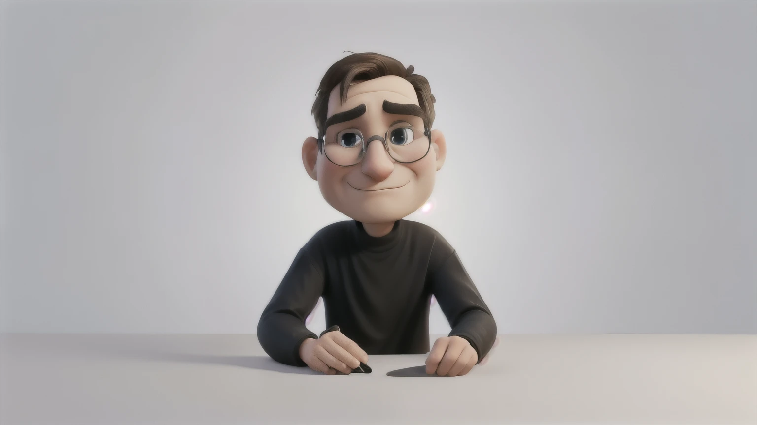 A stylized portrait of Steve Jobs, wearing his iconic black turtleneck and blue jeans, holding a gleaming first-generation iPhone, minimalist background with an Apple logo, modern, inspiring