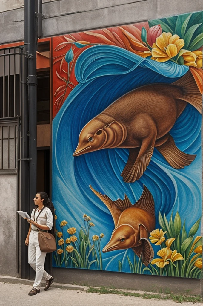 make me a drawing with the theme of muralism on speciesism 