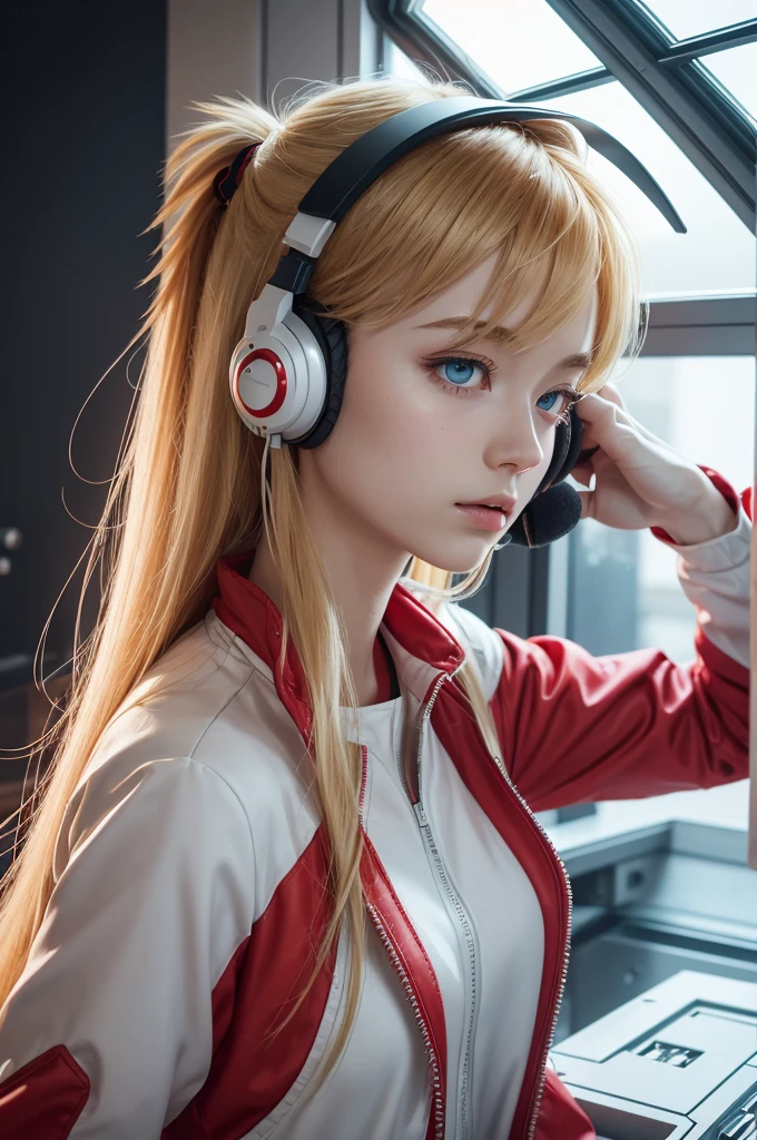(Aerial view),dynamic angle,ultra detali, illustration, close up, ever forward, 1 girl, 
 ((Souryu Asuka Langley, Interface Headset, Red Jumpsuit:1.4, blond)),Her eyes shone like Dreamers stars,(glare eyes:1.233),(beautiful and detailed eyes:1.1),(unexpressive,cloused mouth),(standing), 
(mechanical room with tools and spaceship window on a white SPACESHIP),
(natta:1.2),Dreamers, [[delicate fingers and hands:0.55]::0.85],(detail fingers),