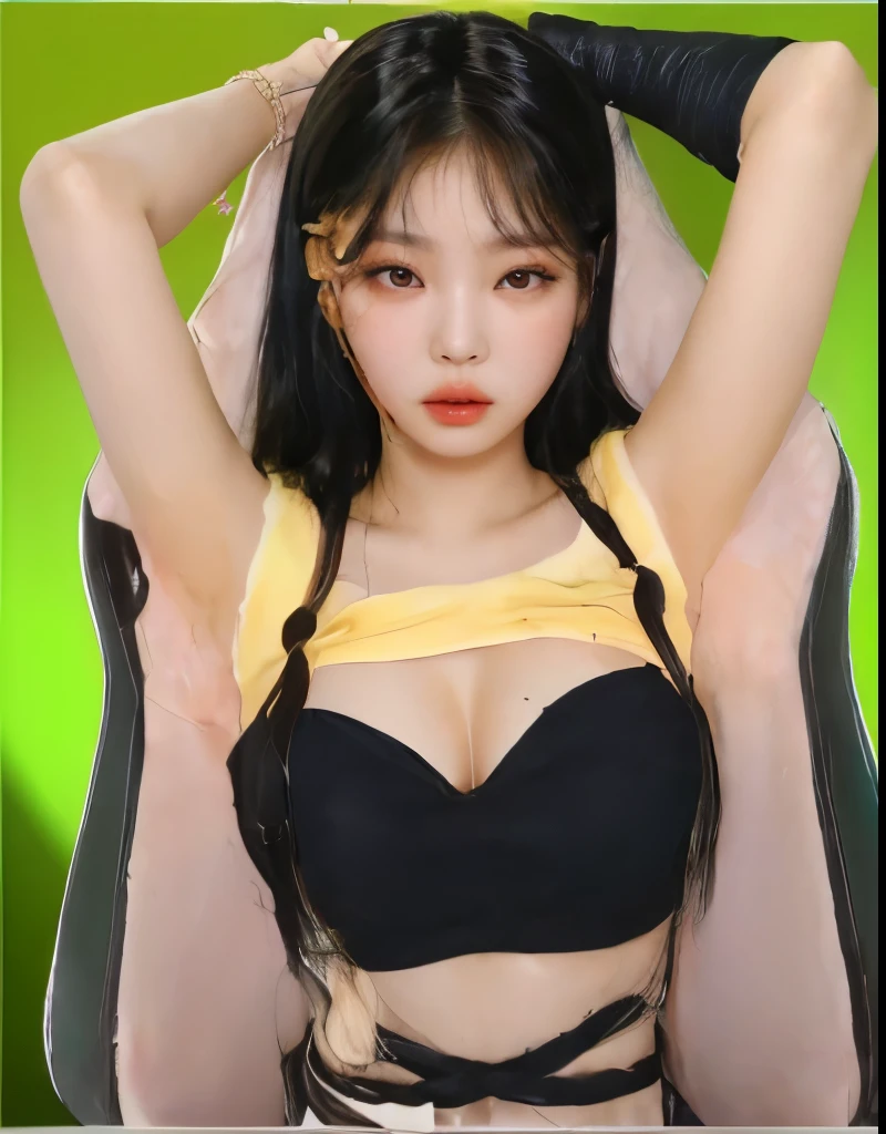 Jennie Kim, black hair, wavy, doll eyes, fleshy lips