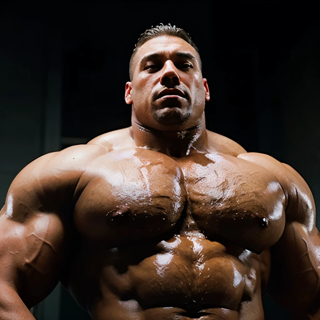 A 600lbs Bodybuilder as police officer, he sweatier all over body