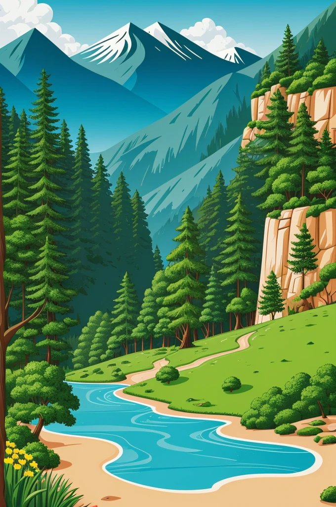create a cartoon background using Adobe Illustrator with a nature background theme