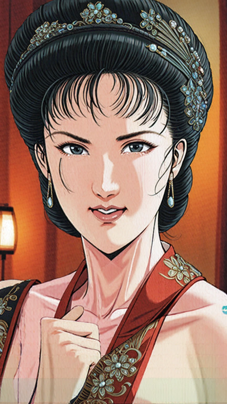 (best quality), (very aesthetic), (ultra-detailed), (best illustration),(a mature female),(perfect face),Suikoden,Mrs. Lin,(((NSFW))),((full_body)),((full_Nude)),(crying),red cheek,sweating,skinny,flushed skin,(hairly),(She is lying on her back completely naked),traditional Chinese bedroom,Legs spread,Spreading the female genitals with fingers
