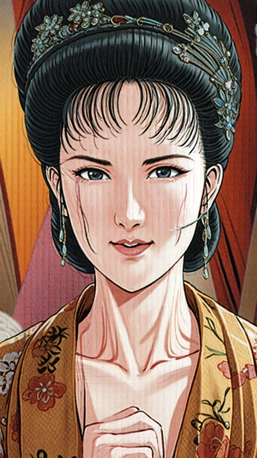 (best quality), (very aesthetic), (ultra-detailed), (best illustration),(a mature female),(perfect face),Suikoden,Mrs. Lin,((())),((full_body)),(()),(crying),red cheek,sweating,skinny,flushed skin,(hairly),(She is lying on her back completely ),traditional Chinese bedroom,Legs spread,Spreading the female  with fingers