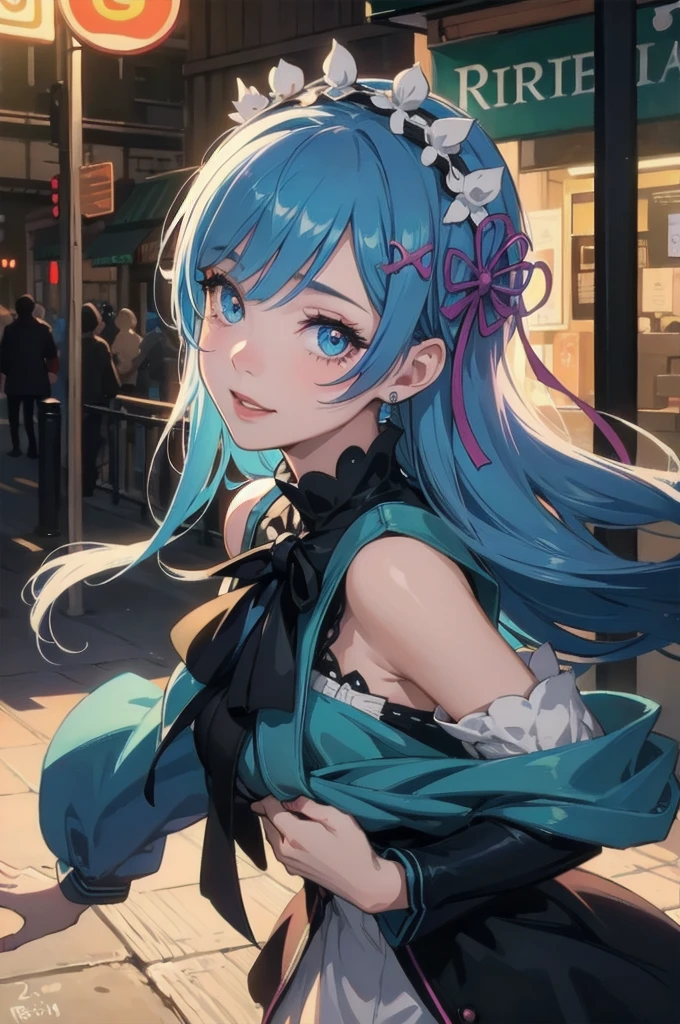 beautiful detailed eyes, beautiful detailed lips, extremely detailed eyes and face, long eyelashes, 1girl, chibi, kawaii, cute, , photo-realistic, hyperrealistic, street fashion, cosplay, rem from re:zero, full body, smiling, fantasy, fantasy art, digital painting, cinematic lighting, dramatic lighting, vibrant colors, highly detailed, sharp focus, volumetric lighting, photorealistic, 8k, best quality, masterpiece