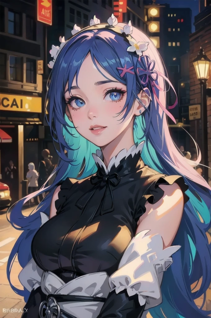 beautiful detailed eyes, beautiful detailed lips, extremely detailed eyes and face, long eyelashes, 1girl, chibi, kawaii, cute, , photo-realistic, hyperrealistic, street fashion, cosplay, rem from re:zero, full body, smiling, fantasy, fantasy art, digital painting, cinematic lighting, dramatic lighting, vibrant colors, highly detailed, sharp focus, volumetric lighting, photorealistic, 8k, best quality, masterpiece