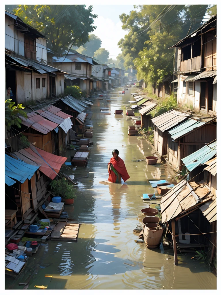 Flood affected village in Bangladesh 
