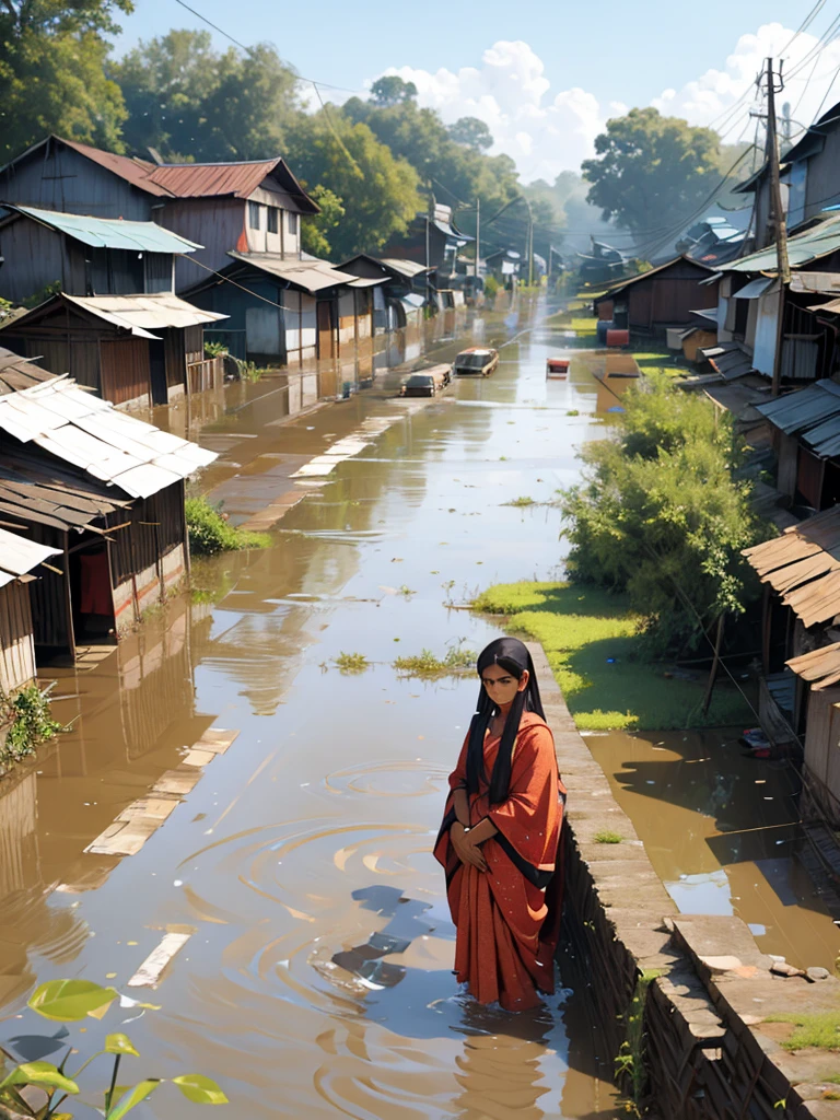 Flood affected village in Bangladesh 
