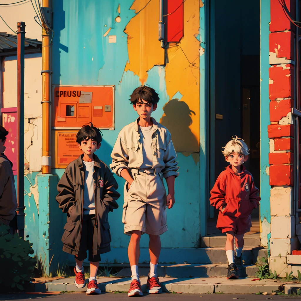 Some children going out to play in the streets smoking cigarettes