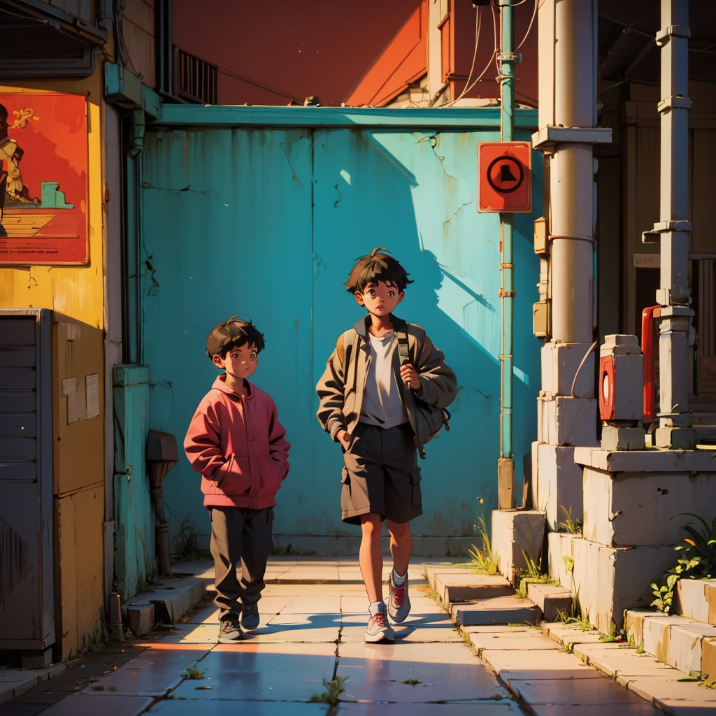 Some children going out to play in the streets smoking cigarettes 