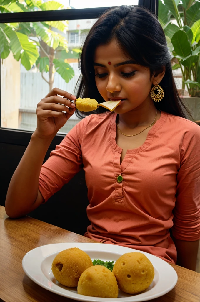 Small eating golgappa