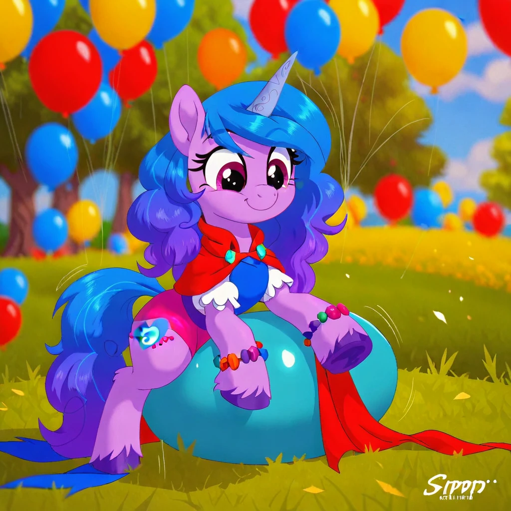 cinematic film still score_9, score_8_up, score_7_up, score_6_up, score_5_up, score_4_up, Digital art, cute,
Izzy Moonbow, earth pony, muscular, smirking, feral,
rating_questionable,
meadow,
(balloon fetish, looner, sitting on a balloon, balloon sitting:1.2),
(detailed balloon, one balloon, sitpop:1.3),
thick thighs, balloon fetish, sitting on a balloon, one balloon, too heavy,
(tied balloon, tight balloon, necked balloon:1.2),
foreshortening, depth of field, motion lines,
emphasis lines, impact emanata,
screencap, . shallow depth of field, vignette, highly detailed, high budget, bokeh, cinemascope, moody, epic, gorgeous, film grain, grainy