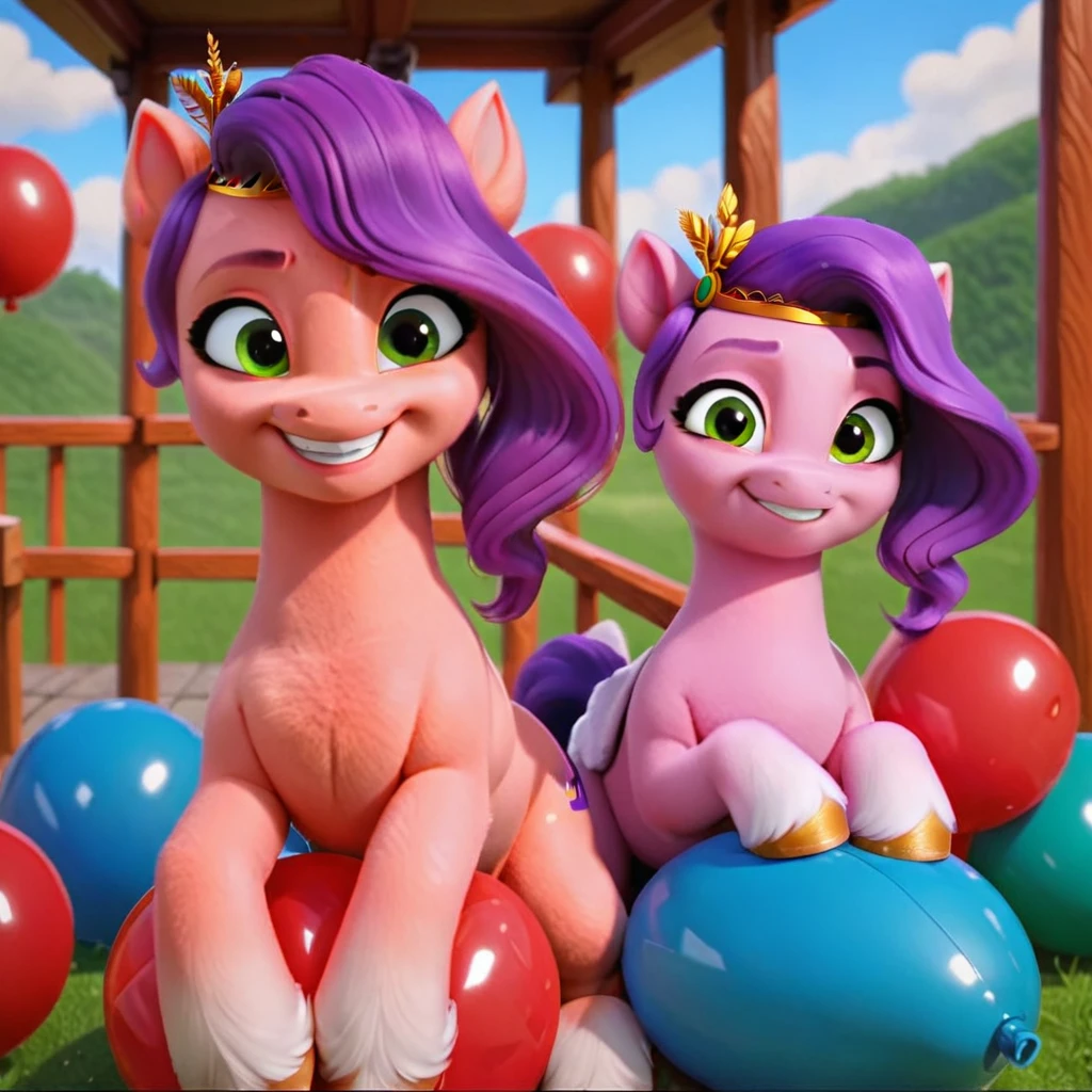 cinematic film still score_9, score_8_up, score_7_up, score_6_up, score_5_up, score_4_up, Digital art, cute,
Pipp Petals, earth pony, muscular, smirking, feral,
rating_questionable,
meadow,
(balloon fetish, looner, sitting on a balloon, balloon sitting:1.2),
(detailed balloon, one balloon, sitpop:1.3),
thick thighs, balloon fetish, sitting on a balloon, one balloon, too heavy,
(tied balloon, tight balloon, necked balloon:1.2),
foreshortening, depth of field, motion lines,
emphasis lines, impact emanata,
screencap, . shallow depth of field, vignette, highly detailed, high budget, bokeh, cinemascope, moody, epic, gorgeous, film grain, grainy