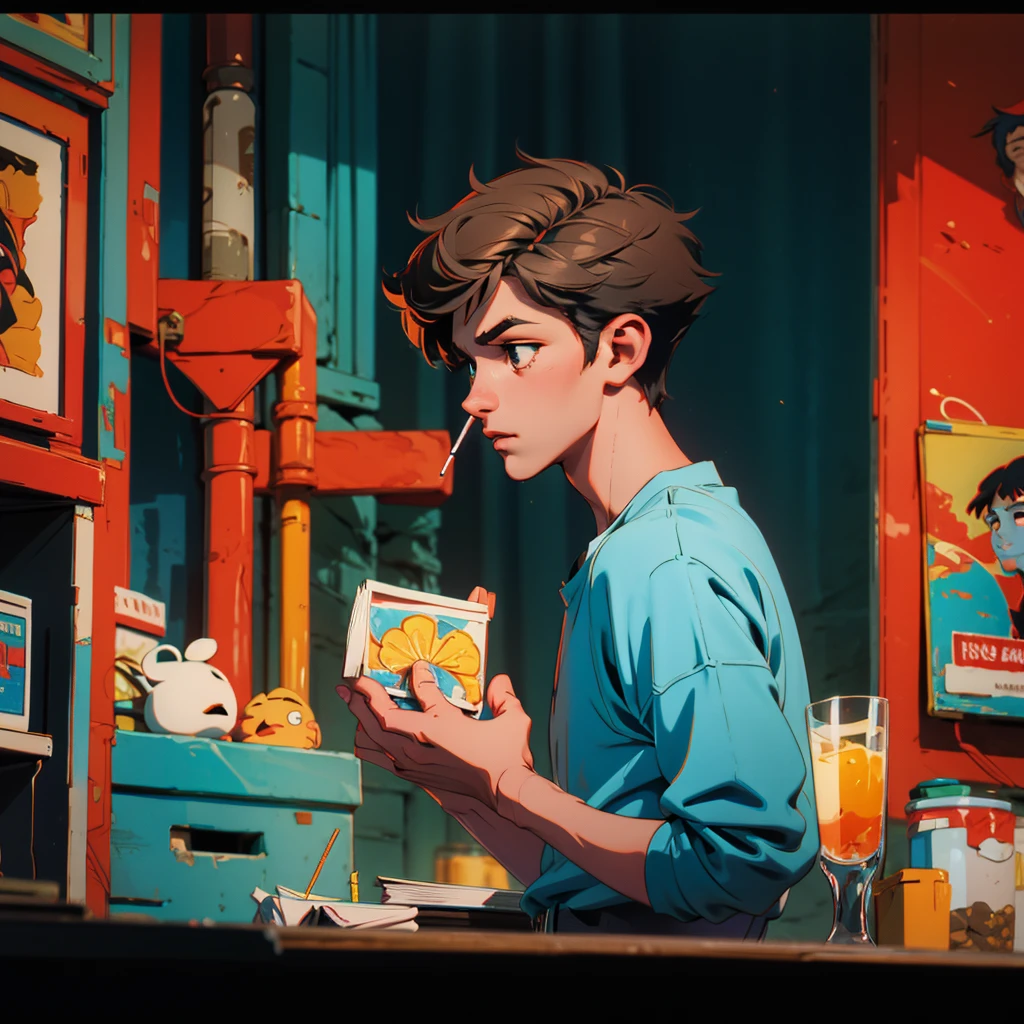 A boy gives a cigarette to another boy