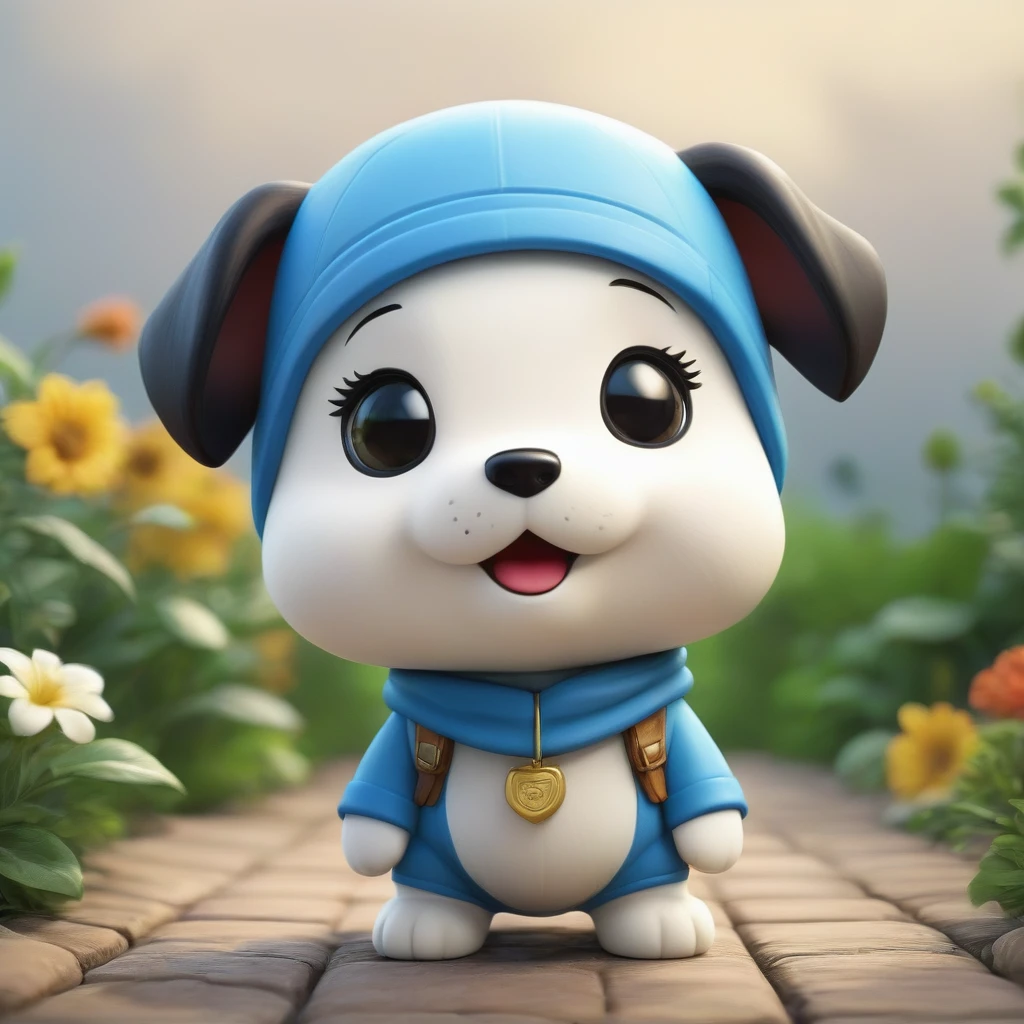 Close-up of blue collar white, For nature from 大英雄6, For nature, in style of For nature, cartoon character, Cute and friendly hero 6, Animation movie stills, Pixar&#39;s images, Cute humanoid, 2015 Pixar stills, Spot Animation