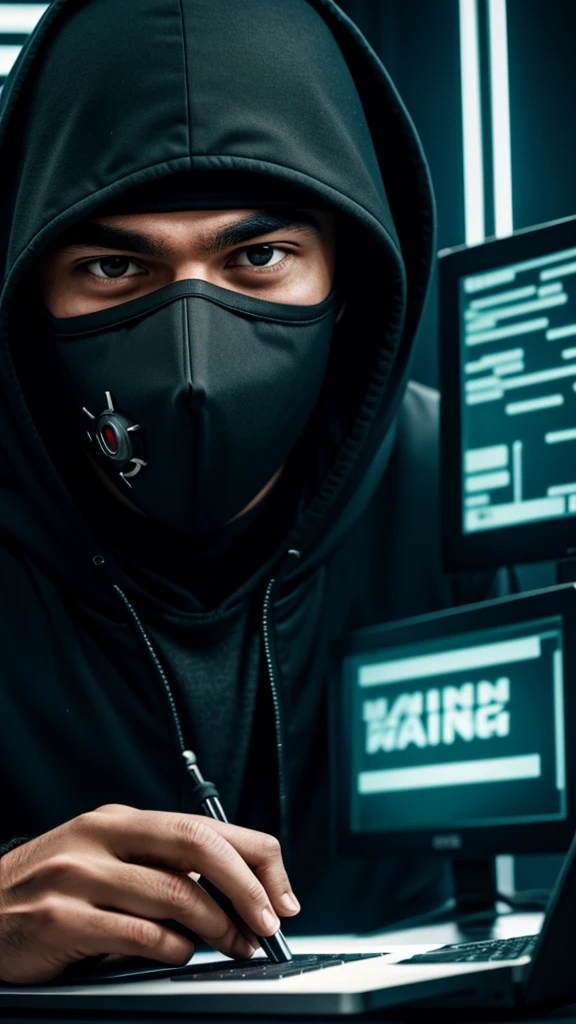 A man in a mask hacking