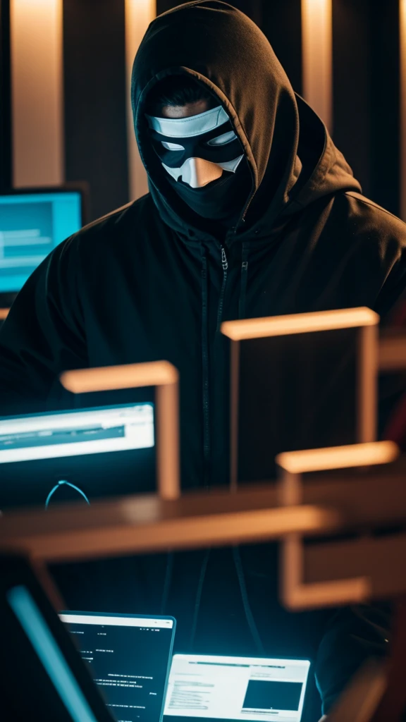 A man in a mask hacking 
