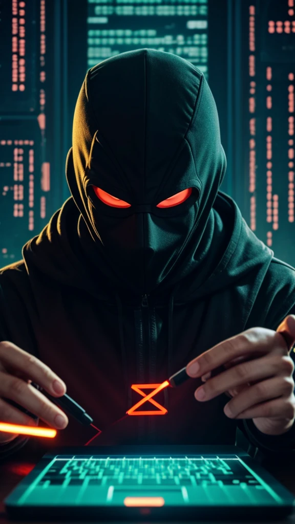 A man in a mask hacking