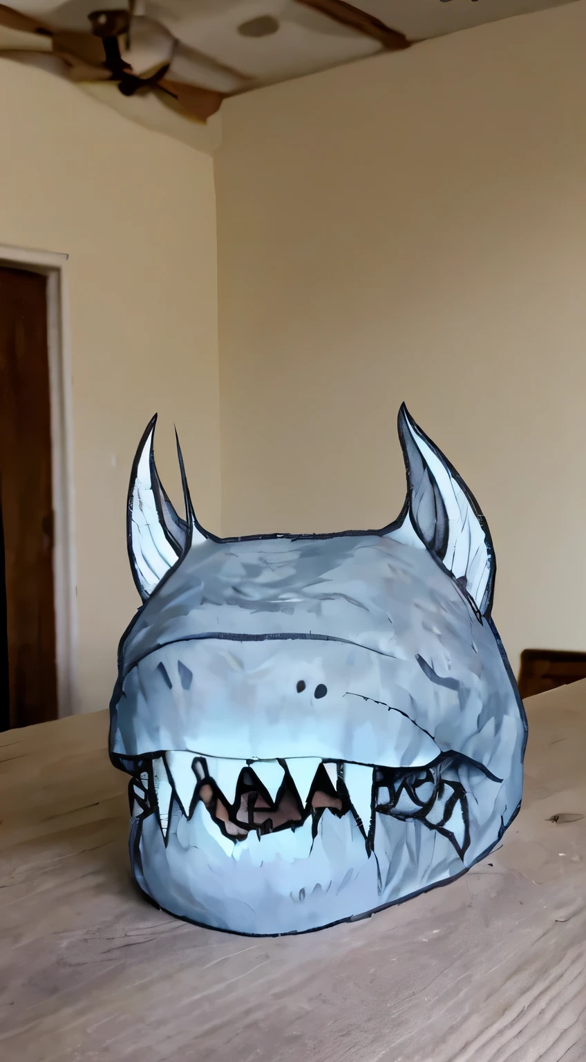 A crack in the table is a mouth filled with sharp teeth