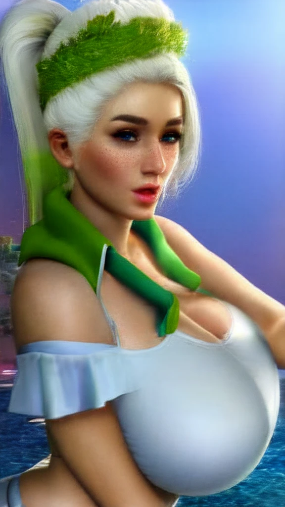 ((pale skin)), blue eyes, white girl, deep blue hair, grey gym clothes wet
freckles, ultra realistic, 16 years old, (((huge breast))),