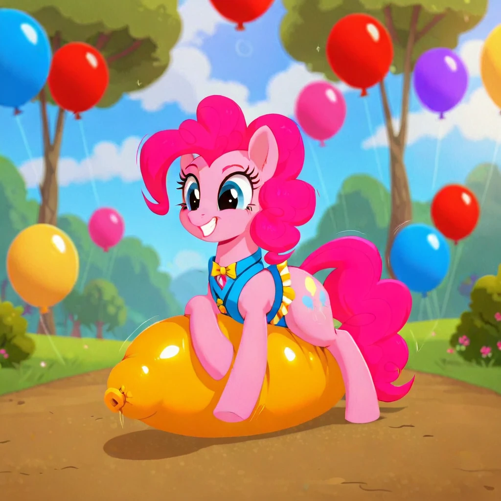 cinematic film still score_9, score_8_up, score_7_up, score_6_up, score_5_up, score_4_up, Digital art, cute,
Pinkie Pie, earth pony, muscular, smirking, feral,
rating_questionable,
meadow,
(balloon fetish, looner, sitting on a balloon, balloon sitting:1.2),
(detailed balloon, one balloon, sitpop:1.3),
thick thighs, balloon fetish, sitting on a balloon, one balloon, too heavy,
(tied balloon, tight balloon, necked balloon:1.2),
foreshortening, depth of field, motion lines,
emphasis lines, impact emanata,
screencap, . shallow depth of field, vignette, highly detailed, high budget, bokeh, cinemascope, moody, epic, gorgeous, film grain, grainy