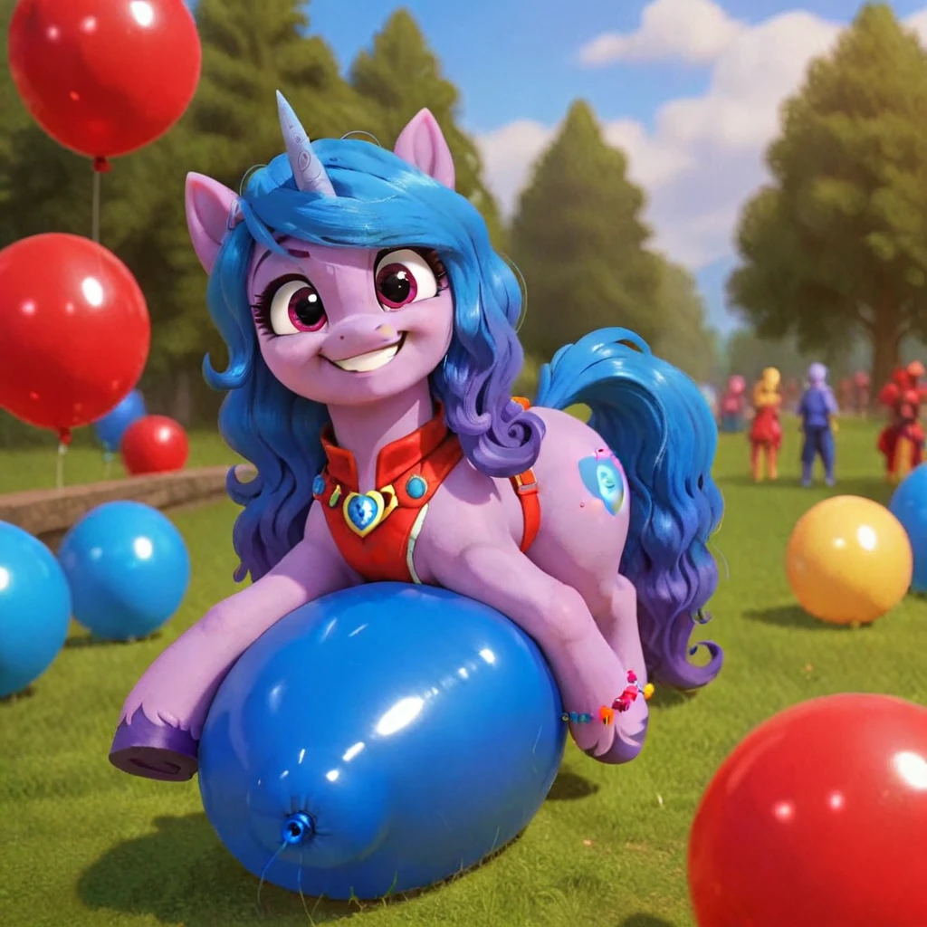 cinematic film still score_9, score_8_up, score_7_up, score_6_up, score_5_up, score_4_up, Digital art, cute,
Izzy Moonbow, earth pony, muscular, smirking, feral,
rating_questionable,
meadow,
(balloon fetish, looner, sitting on a balloon, balloon sitting:1.2),
(detailed balloon, one balloon, sitpop:1.3),
thick thighs, balloon fetish, sitting on a balloon, one balloon, too heavy,
(tied balloon, tight balloon, necked balloon:1.2),
foreshortening, depth of field, motion lines,
emphasis lines, impact emanata,
screencap, . shallow depth of field, vignette, highly detailed, high budget, bokeh, cinemascope, moody, epic, gorgeous, film grain, grainy