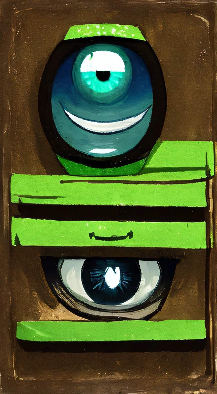 A mirror with glowing eyes 