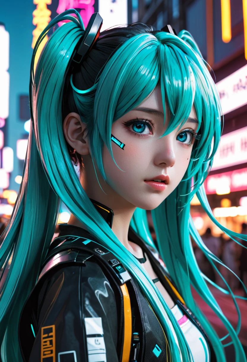 1girl, hatsune miku, black tape project, dutch angle, detailed hair, detailed facial features, detailed eyes, detailed lips, intricate hairstyle, long flowing hair, cyberpunk, neon lights, glowing neon, dark futuristic city, moody lighting, cinematic composition, dynamic camera angle, high contrast, vivid colors, (best quality,4k,8k,highres,masterpiece:1.2),ultra-detailed,(realistic,photorealistic,photo-realistic:1.37) , NSFW.